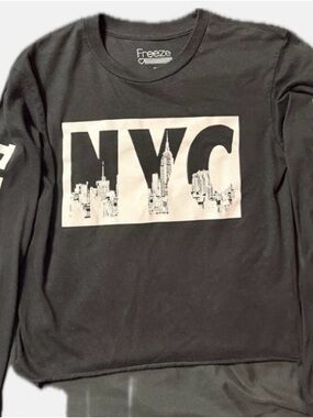 Girls Freeze NYC Graphic Long Sleeve Tee - Black & White